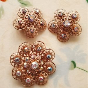 Aurora Borealis goldtone demi set